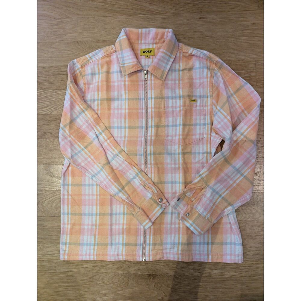 Golf Wang - Plaid Tucker Button Down Shirt Orange Pink Yellow Size M